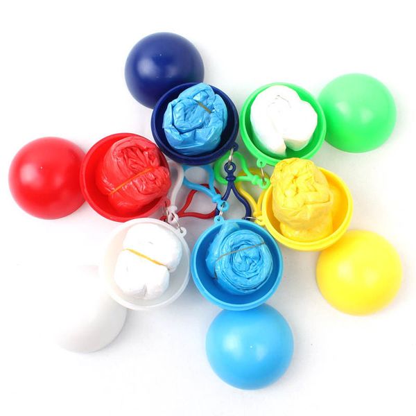 

portable disposable raincoat ball plastic rainwear travel emergency rain poncho disposable keyring ball