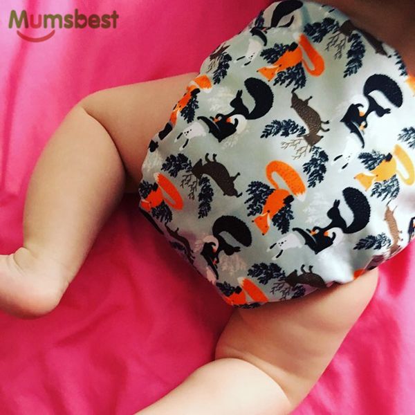 

mumsbest] 2019 новые младенца пеленки регулируемый мультфильм лисицы ткань подгузник моющийся водонепроницаемый многоразовые babies карманн