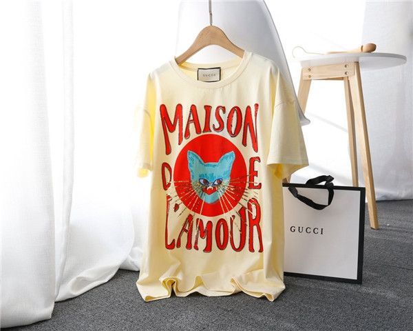 

20fw new spring brands guqi tshirt maison print cat tshirt men women streetwear sweatshirt outdoor t-shirts sell 2.10, Gray;blue
