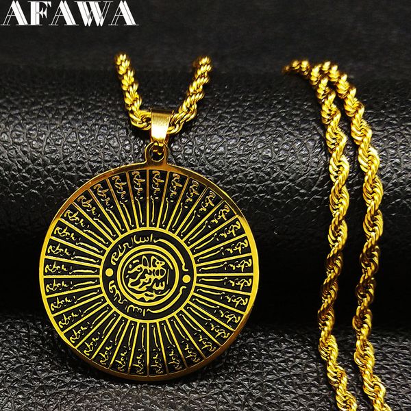

2018 fashion round stainless steel arabic necklace for men gold color statement necklace jewelry colgante n188339, Silver