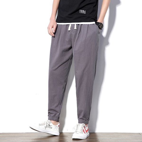 

summer men harem pants lightweight cotton ankle-length loose mens joggers pants casual men trousers 4xl 5xl, Black