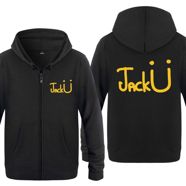 

jack u diplo hipster skrillex hoodies men hip hop fleece long sleeve zipper jacket sweatshirt coat tracksuit moleton masculino, Black