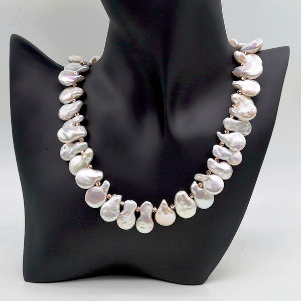 

women's flower style pearl necklace white natural water drop shape pearl jewelry with rose gold accessories shiny necklace noble, Silver