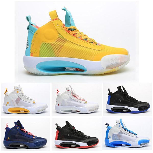 

2020 new jumpman xxxiv 34 blue kids basketball shoes 34s eclipse bred red orbit green glow metallic silver mens sneakers, Black