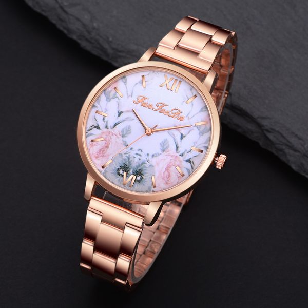 

rose gold silver stainless steel women watches flowers fashion luxury watch dial business wristwatch female quartz gift clock, Slivery;brown