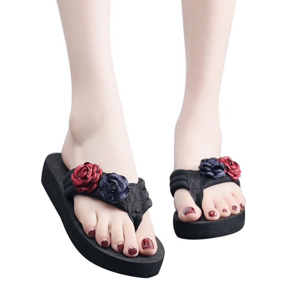 

sagace summer ladies anti-skid flip-flops flat beach slippers home indoor foam flip-flops comfortable casual shoes, Black