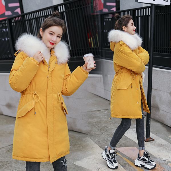 

women's down & parkas winter style cotton-padded clothes mid-length jacket cotton-pad, Black