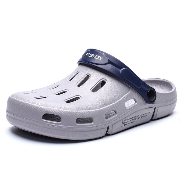 

men sandals beach shoes summer outdoor garden men slippers crocse shoes hollow out flip flops slides male anti-skid beach flats y200616, Black