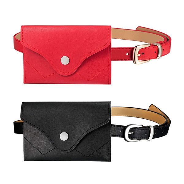 

2 pieces womens fashion leather belt fanny pack removable belt with waist pouch mini purse travel cell phone bag