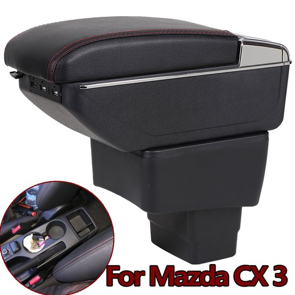 

for cx 3 cx-3 armrest box heighten central store content box cup holder ashtray accessories usb charging