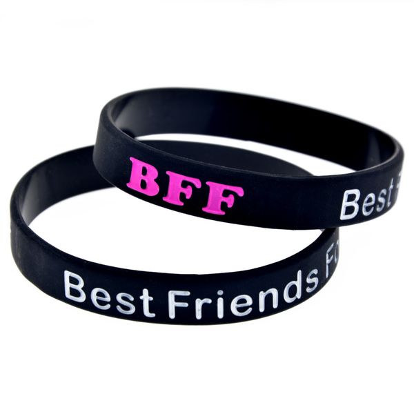 

obh 50pcs friends forever silicone wristband for bff party, Golden;silver