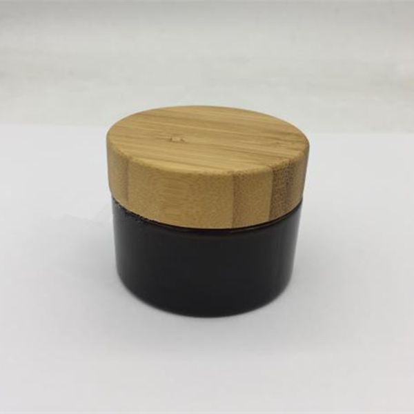 

50g glass amber brown cosmetic face cream bottles lip balm sample container jar pot with bamboo lid f3562