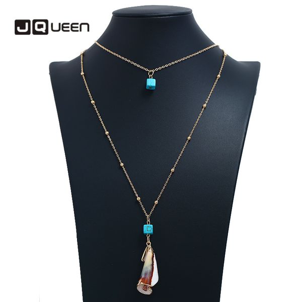 

bohemian beach wind retro natural shell pendant personality clip bead chain double necklace choker, Silver