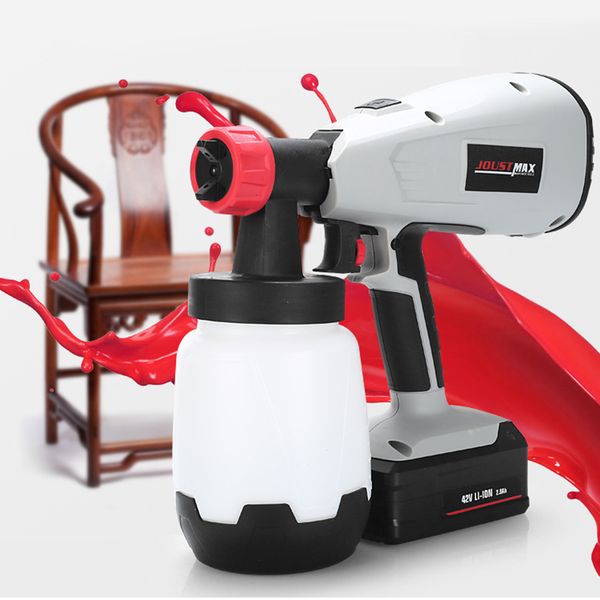 

42v li-ion high pressure spray gun rechargeable eu plug 900ml/min flow wall latex furniture surface paint spraying