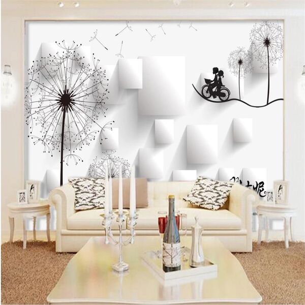 Moderna personalizzato 3D Wallpaper tridimensionale piazza 3d dipinta a mano della parete del dente di leone sfondo pittura Living Room