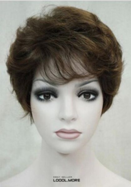 Wig Nature Dark Brown Light Auburn Mixed Short Women Ladies