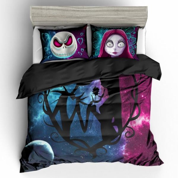 

nightmare before christmas duvet cover sets jack and sally valentine's day rose decor 100% microfiber galaxy bedding set 4pcs
