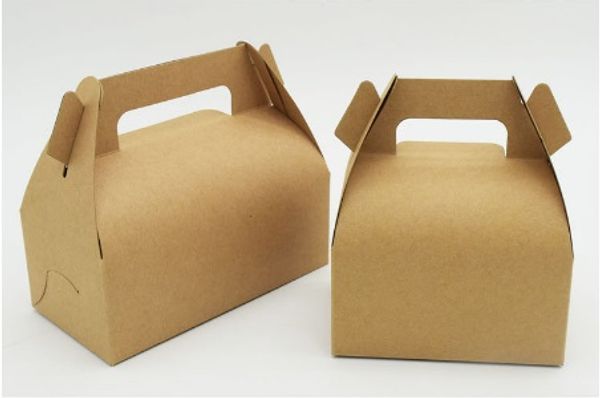 

10 Pcs 11.5*8*6cm Kraft Paper Box With Handle Wedding Gift Box Muffin Packaging Party Birthday Dessert Baking Package Cookies Cupcake Box