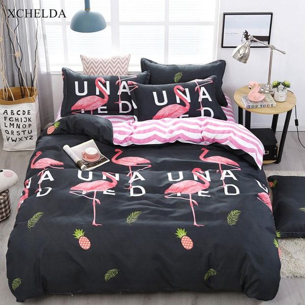 

хлопок пододеяльник set double  king black pink flamingo покрывало подросток single простыня наволочка 4шт постельных принадлежности се