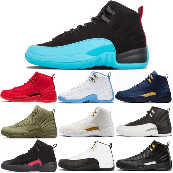 

air jordan retro 12 gym red new mens basketball shoes for man michigan bulls flu game unc ov black blue sneaker 7-13
