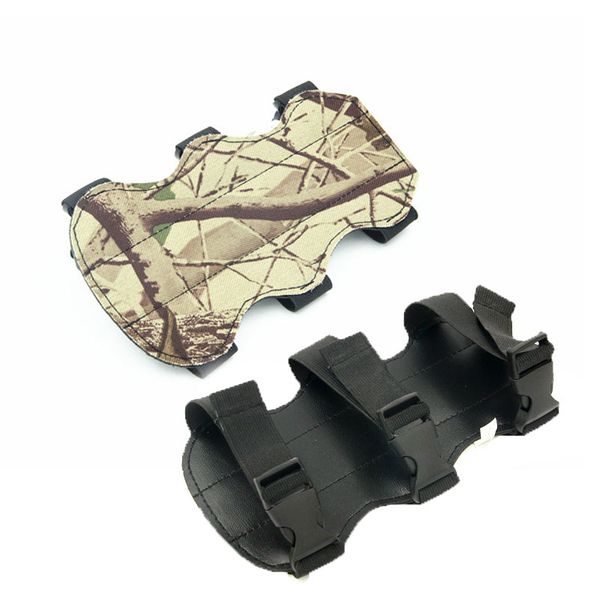 

camouflage pu leather archery bow arm guard protection for forearm camo recurve compound bow arm protector, Black;gray