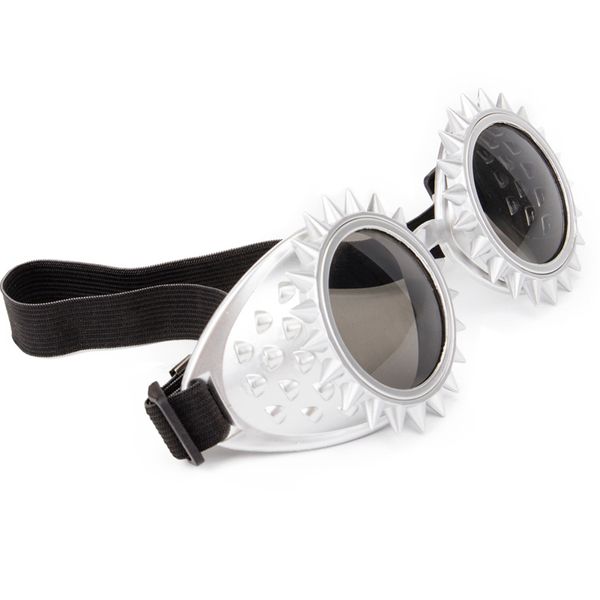 

c.f.goggle steampunk kaleidoscope rainbow crystal lenses goggles glasses welding goth cosplay vintage adjustable strap eyewear, White;black
