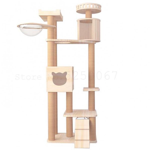 

25 cat rack cat climbing frame solid wood large tower rack tree house integrated villa jumping platform