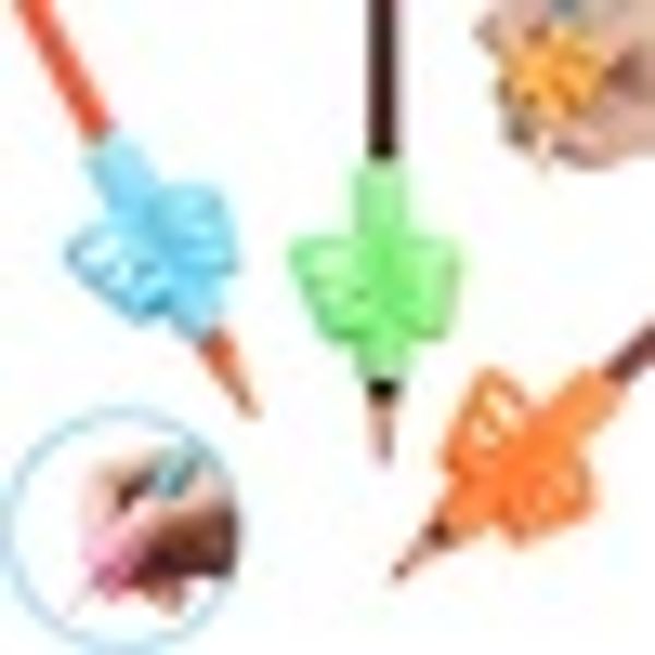 

children pencil holder tools silicone two finger ergonomic posture correction tools pencil grip writing aid grip #25, Black;red