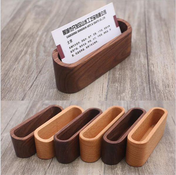 2019 Wooden Business Card Holder Case Storage Office Organizer