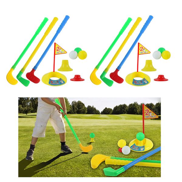 

2sets funny kids golf putter club golfing toy putting cup hole target tool game