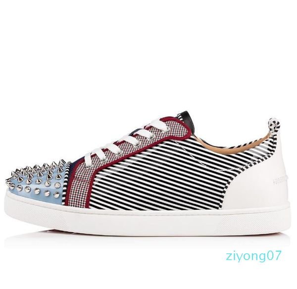 

19s vetro metal junior spikes orlato patent leather round-toe red bottom sneakers low fashion lightweight breathable casual sports z07, Black