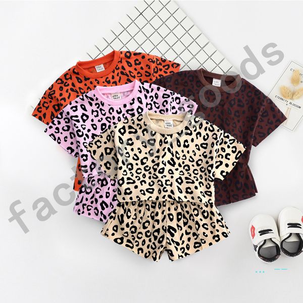 

baby girls clothes suits baby tee t-shirt + shorts leopard two piece set spring summer fashion crop shirts set infant sale cz323, White