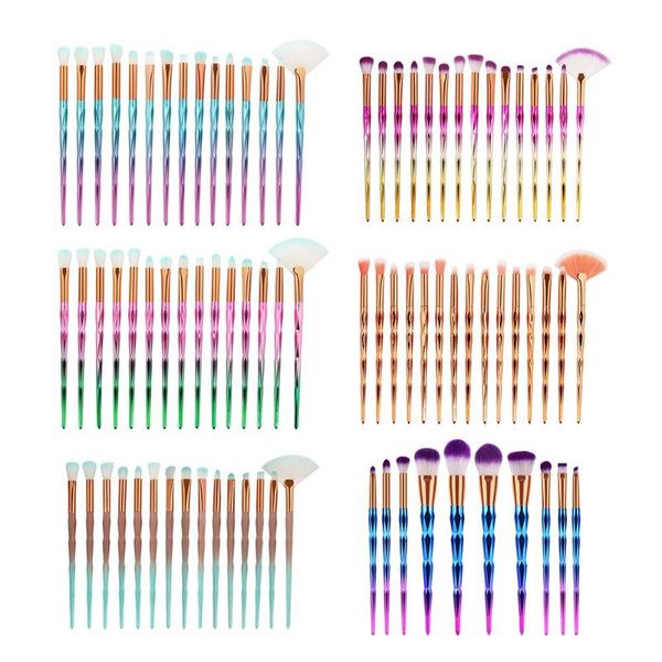 

15pcs 3d diamond fan-shape powder eye shadow eyebrow makeup brushes set kit