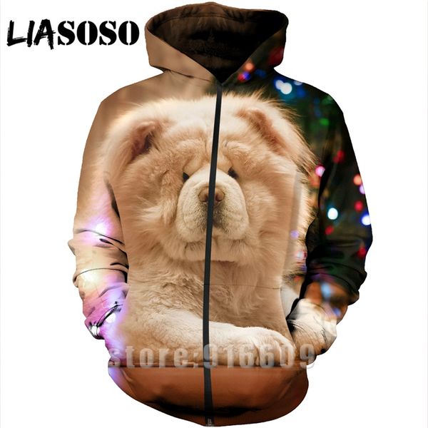 

толстовка 3d печати ьотте собака мужчины животное чау чау женщины streetwear harajuku толстовка рубашки молния аниме длинным рукавом толстов, Black