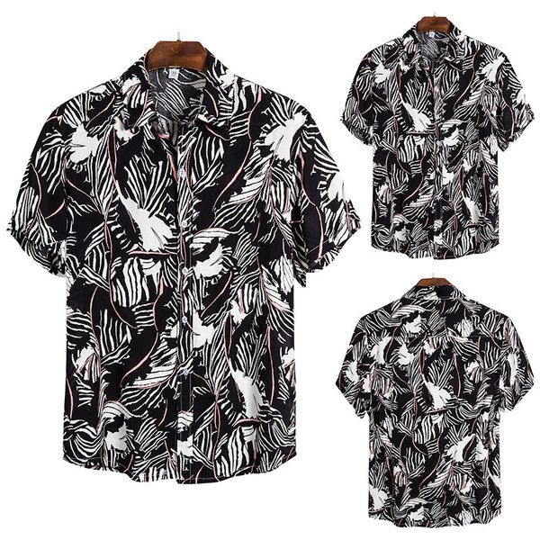 

men's shirt short sleeved summer shivering shirt hawaii on vacation leisure time will code male cs144, White;black