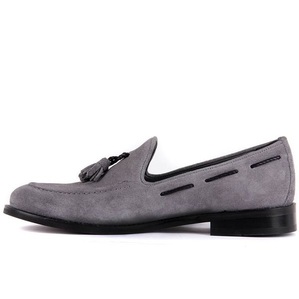 

sail lakers-gray men 's casual suede shoes, Black
