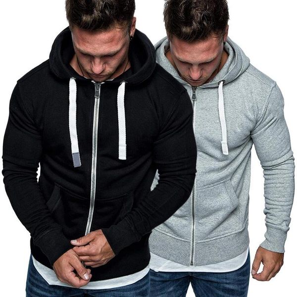 

мужчины вскользь пальто руно толстовки фитнес хлопок толстовка с капюшоном, Black