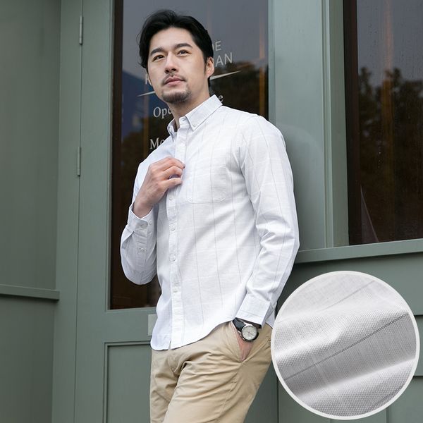 

2020new прибытия мужская мода весна 100% хлопок плед текстуры с длинным рукавом мужчины осень молодежи повседневный плюс размер -3xl4xl5xl6, White;black