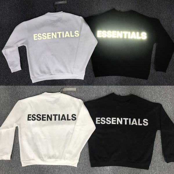 

fog fear of god essentials 3m reflective letter printing men hoodie high street casual hoodie pullover sweater suitable for men and women, Black