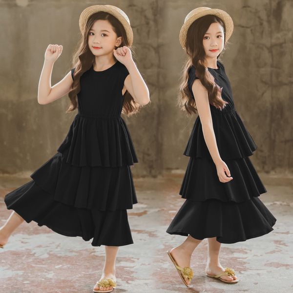 

brand children dress 2020 new kids summer dress for girls cotton layered dress beach baby clothes toddler sundress,#5079, Red;yellow