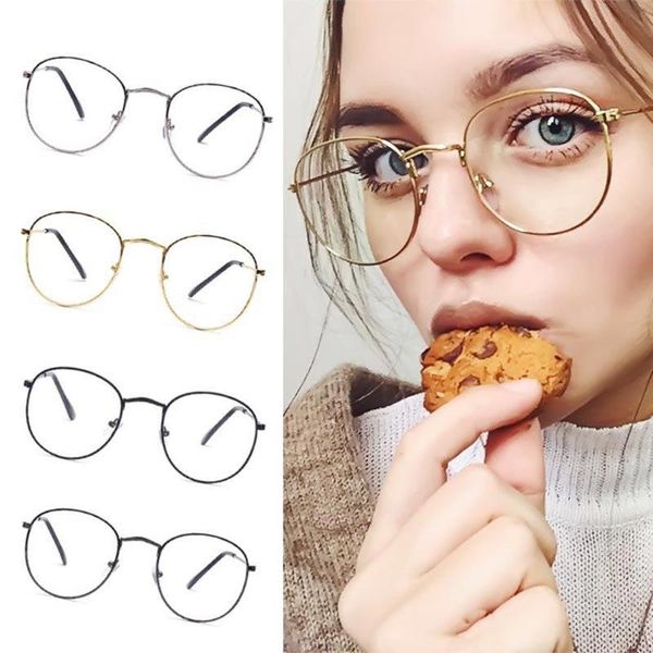 

new fashion simple round plain glasses for men women metal frame glasses for wedding party eyeglasses, White;black