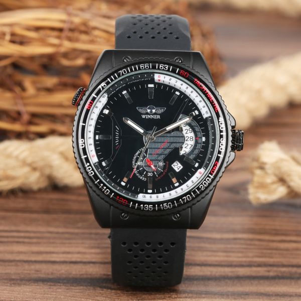 

business rubber band mechanical watch for male automatic mechanical watches for men calendar function watches gift teenagers, Slivery;brown