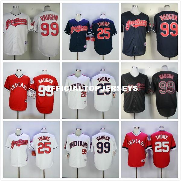 

25 jim thome 99 ricky vaughn retro jerseys white blue red black, Black;blue