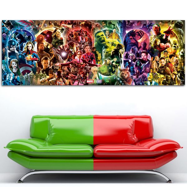 

the infinity saga - marvel cinematic universe wall art poster endgame canvas painting silk printed for room decor