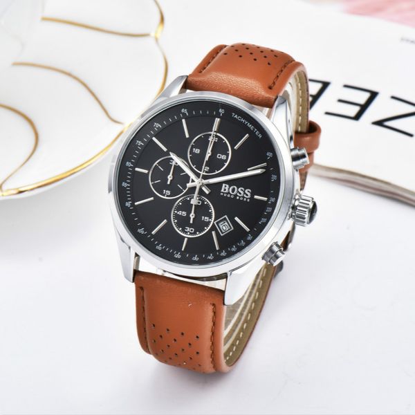 

all subdials work dz mens stainless steel waterproof quartz wristwatches boss satch relogies for men relojes gift, Slivery;brown