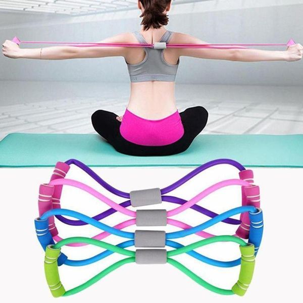 

us stock 8-shaped rally tpe yoga gel fitness resistance 8 word chest rubber fitness rope exercise muscle band dilator elastic fy8006