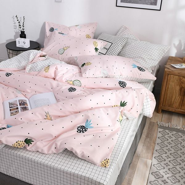

small fresh cotton double bed supplies a family of four cotton linen quilt-style three-piece set