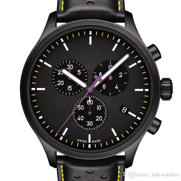 

t116 special edition роскошные часы eta кварцевый механизм 316 сталь pvd матовый черный корпус сапфировое зеркало случайный кожаный ремешок, Slivery;brown