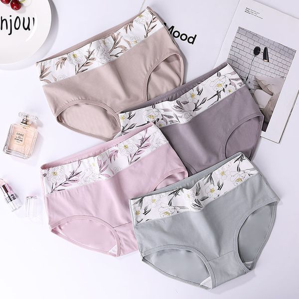 

cotton stretchy seamless underpants printed women's panties solid female underwear women panties students' briefs, Black;pink