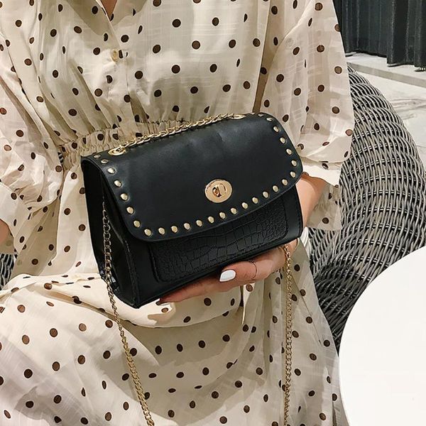 

women joker one shoulder fashion lock chain small square bag joker shoulder slung fashion chain small square bags#30
